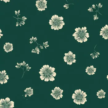 Látka samet / velvet ELIZA mini zelené květiny Lovely Eve