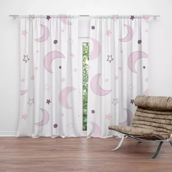 Závěs Sablio Závěs Fialové měsíčky: 2ks 140x250cm