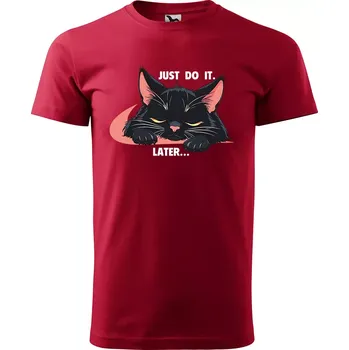 Sablio Tričko s potiskem Just do it. Later... - červené 5XL