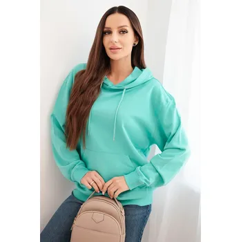 Dámská mikina Kesi Dámská mikina s kapucí a klokaní kapsou z bavlny camelová Barva: Tyrkysová, Velikost: S