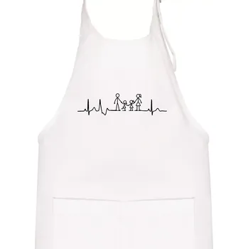 Kuchyňská zástěra EKG rodina - kluk holka - Dětská zástěra na vaření - Univerzální velikost ( Bílá )