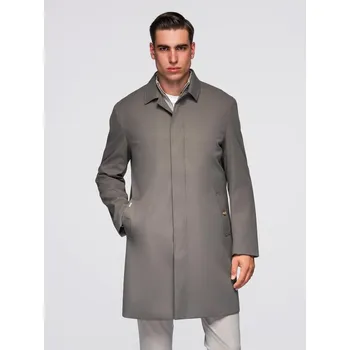 Pánský zimní kabát Pánský minimalistický kabát s odepínací vestou - popel V6 OM-COLC-0139 - L