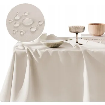 ubrus ROOM99 Vánoční ubrus na stůl 140x260 Aura Béžový Světlý Odolný proti skvrnám BÉŽOVÁ