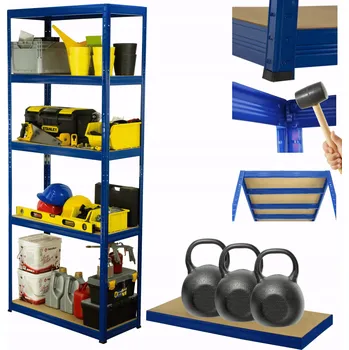 Dílenský regál Kovový regál skladový stojan HELIOS 180x90x40 cm 5 polic x 350 kg ODOLNÝ