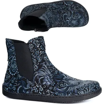 Dámská obuv BAREFOOT Dámské kotníkové boty se zipem zateplené 1263 tmavě modré 39