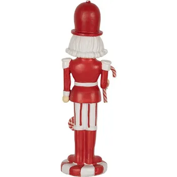 Vánoční dekorace Bílo-červená vánoční dekorace socha Louskáček - 7*7*23 cm