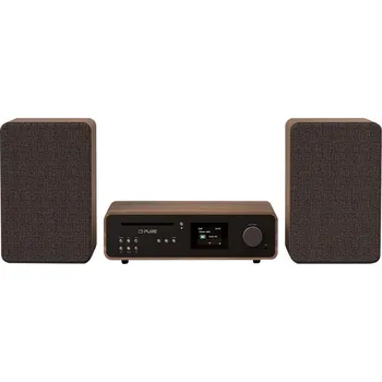 Pure Classic Stereo Coffee Black/Walnut EU/UK Stereosouprava v retro stylu , černá, vlašský ořech