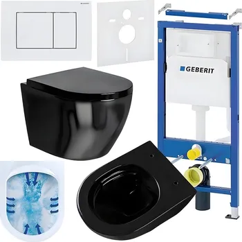 Klozet BPS-koupelny Podomítkový modul Geberit DuoFix s WC mísou MU-BL-RIM-02 + ovládací tlačítko Delta 30 bílá