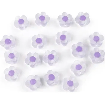 Dětské navlékací korálky Plastové korálky květ matný Ø13 mm, velké, 4 fialová lila
