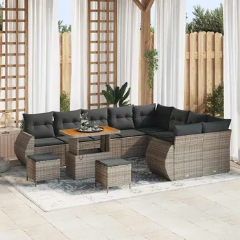 Sada zahradních pohovek 12 pcs Šedá polyratan Šedá3361918