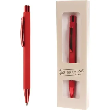CRESCO Pero kuličkové CITY červené v dárkové krabičce, modrá náplň
