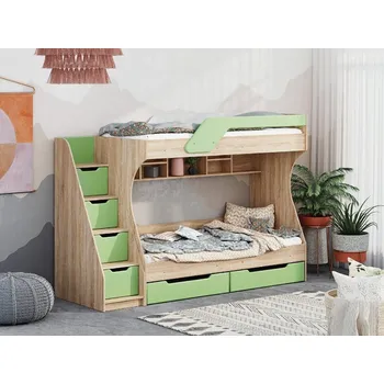 Postel nabyteo Patrová postel KADET, 80 x 190 cm, se zásuvkami Barva: dub sonoma + pistácie