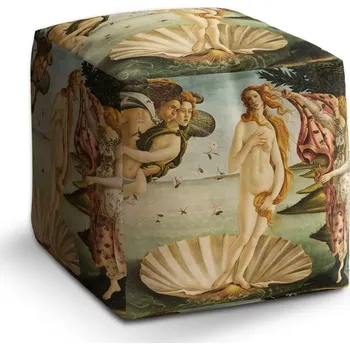 Taburet Sablio Taburet Cube Zrození Venuše - Sandro Botticelli: 40x40x40 cm