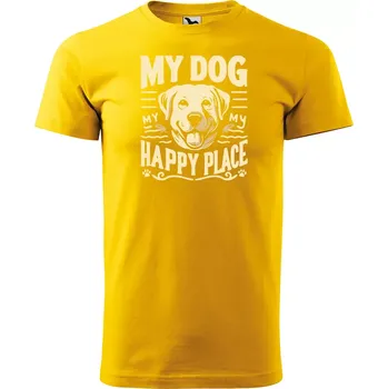 Sablio Tričko s potiskem My dog my happy place - žluté 3XL