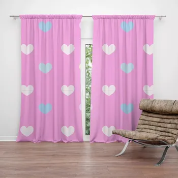 Závěs Sablio Závěs Srdce na růžové: 2ks 140x250cm