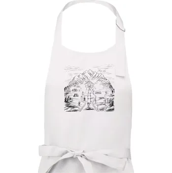 Kuchyňská zástěra Hory a lyže - můj relax - Pánská zástěra na vaření - Univerzální velikost ( Bílá )