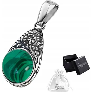 Přívěsek Stříbrný přívěsek ryzost 925 Elegantní Přívěsek s Malachitem MALACHIT