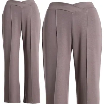 Dámské kalhoty Moraj elegantní dámské kalhoty rovného střihu dlouhé hnědé velikost XXL