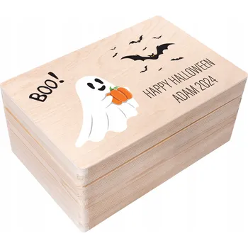 Obraz Dřevěná Krabička na bonbóny halloweenský suvenýr, dárek pro dítě 30x20