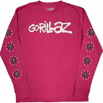 Pánská móda Gorillaz tričko dlouhý rukáv, Repeat Pazuzu Pink, pánské L