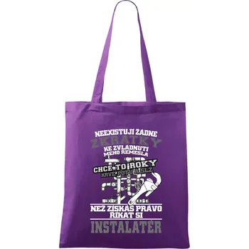 Instalatér zkratky - Taška bavlněná - 42 x 38 cm ( Fialová )