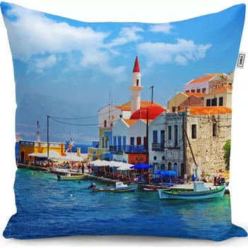 Polštář Sablio Polštář Domky na pobřeží - 50x50 cm