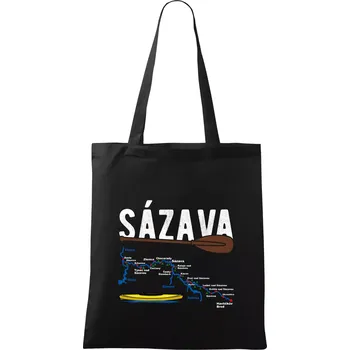 Mapa řeky Sázavy - Taška bavlněná - 42 x 38 cm ( Černá )