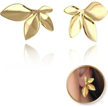 Náušnice Flamenco Mystique Náušnice z nerezové oceli pokovené 14k zlatem LEAVES KST3227