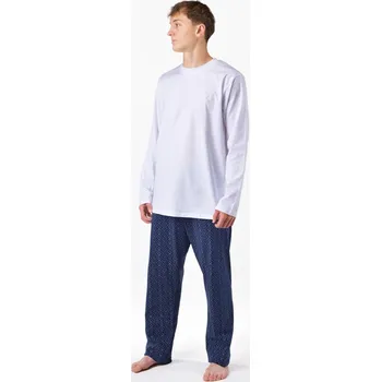 Pánské pyžamo Pánské pyžamo dlouhé 79195P modré vel.2XL - Gina