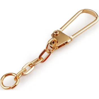 Kovová karabina s řetízkem, malé, zlatá klasik