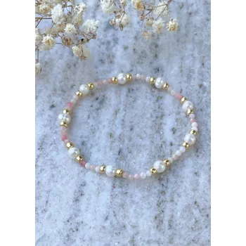 Náramek Náramek na gumičce z přírodních kamenů Opál a přírodní perla