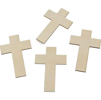 Dřevěný kříž k tvoření / domalování sada 4 ks, barva 1 přírodní sv.