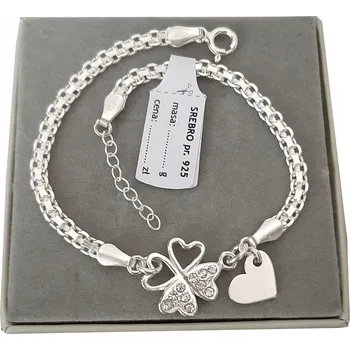 Náramek Stříbrný náramek čtyřlístek srdce GRAVÍROVÁNÍ Ag 925