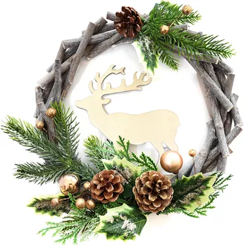 Svíčka Flexio Věnec dřevěný, jelen, 32 cm