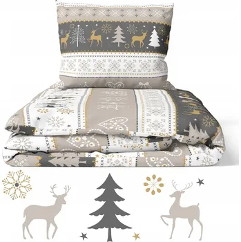 Povlečení KREPOVÉ POVLEČENÍ 160x200cm + 2x70x80cm POLSKÝ VÝROBEK BIELAWA Zima Béžová