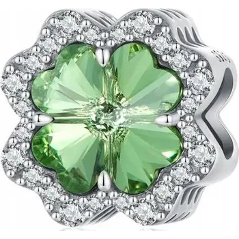 Přívěsek Korálek (Charm) mátově pastelově zelený křišťál jetel čtyřlístek stříbro 925