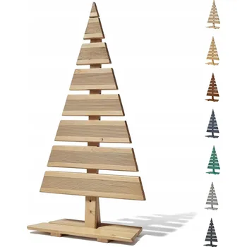 Vánoční dekorace Floranica Velký dřevěný vánoční stromek 90x45cm - Vintage, ruční výroba
