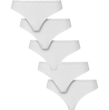 Kalhotky Urban Classics Dámská bavlněná tanga s krajkou – 5 kusů Barva: Bílá, Velikost: M