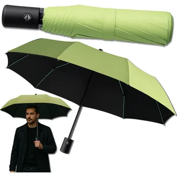 Deštník Camerazar Automatický skládací deštník ZELENÝ ANTIRAVLÍNOVÝ automatický deštník