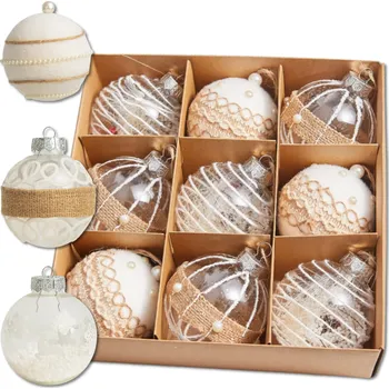 Vánoční ozdoba Camerazar Sada akrylových vánočních ozdob na stromeček, 9 ks, 8 cm