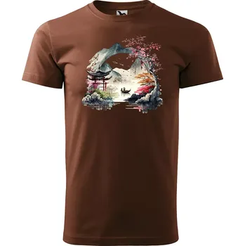 Sablio Tričko s potiskem Japan - hnědé S