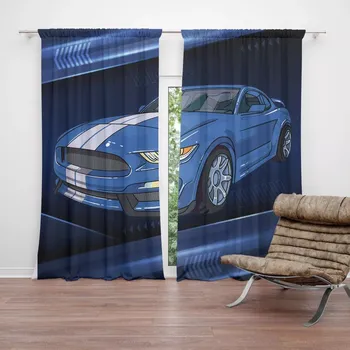 Závěs Sablio Závěs Mustang Modré pozadí s pruhy: 2ks 140x250cm
