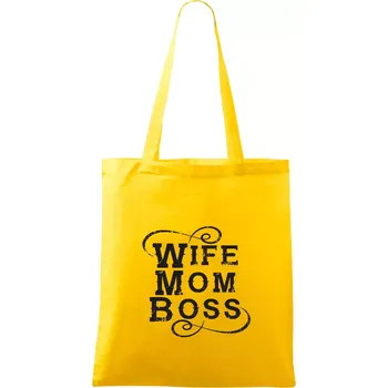 Wife mom boss - Taška bavlněná - 42 x 38 cm ( Žlutá )