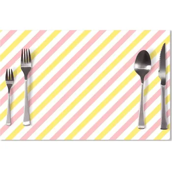 prostírání Sablio Prostírání Růžové a žluté pruhy: 40x30cm