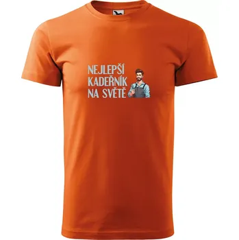 Pánské tričko Sablio Tričko s potiskem Nejlepší kadeřník na světě - oranžové 2XL