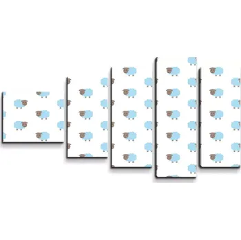 Obraz Sablio Obraz - 5-dílný Modré ovce - 100x60 cm