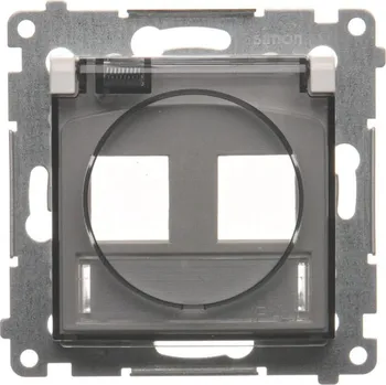 Elektrická zásuvka Kryt telefonní a datové 2 násobné zásuvky Keystone, IP44, plochý, s popisným polem, Simon 54 DKP2B.01/11A, bílá