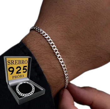 Náramek Srebrna Pánský Náramek 4,5mm STŘÍBRO STŘÍBRNÝ ryzost 925 ITALSKÝ KYRYS + DÁREK