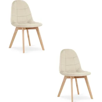Set 2ks sametová židle BORA - béžová