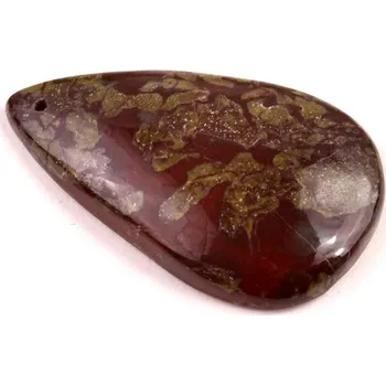 Přírodní kámen Vrtaný kabošon Dragon Blood Jaspis č.V161 (37x22x6mm)